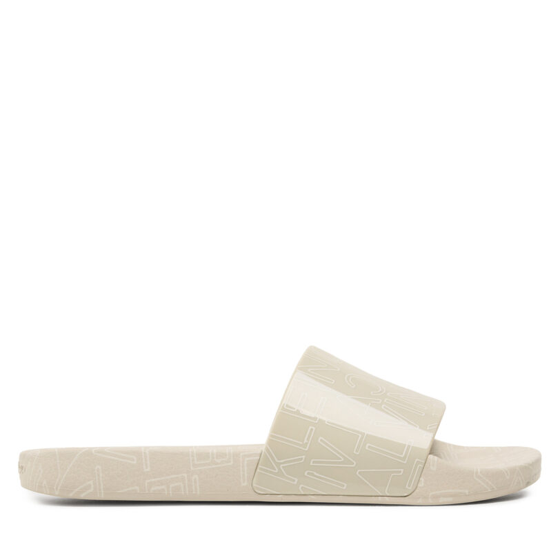 Чехли Calvin Klein Pool Slide Rubber HM0HM01062 Бежов цвят на ниска цена