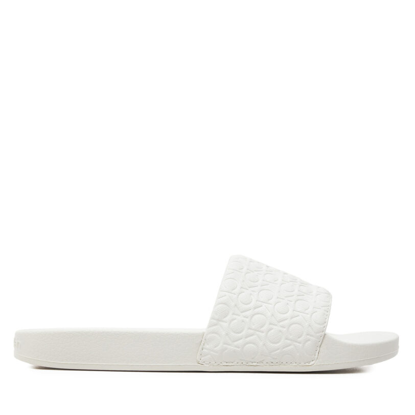 Чехли Calvin Klein Slide Saff Mono HW0HW02106 Бял цвят на ниска цена