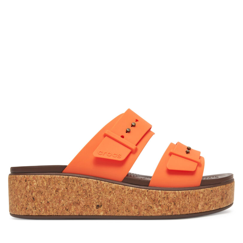 Чехли Crocs Brooklyn Cork Buckle 211252 Оранжев цвят на ниска цена