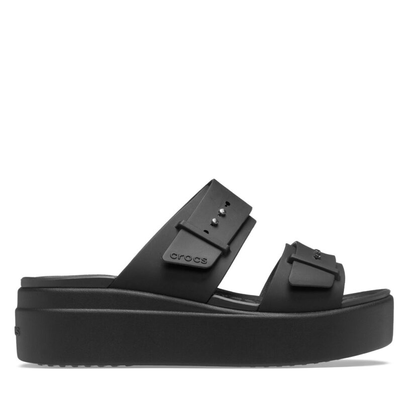 Чехли Crocs Brooklyn Sandal Lowwdg 207431 Черен цвят на ниска цена