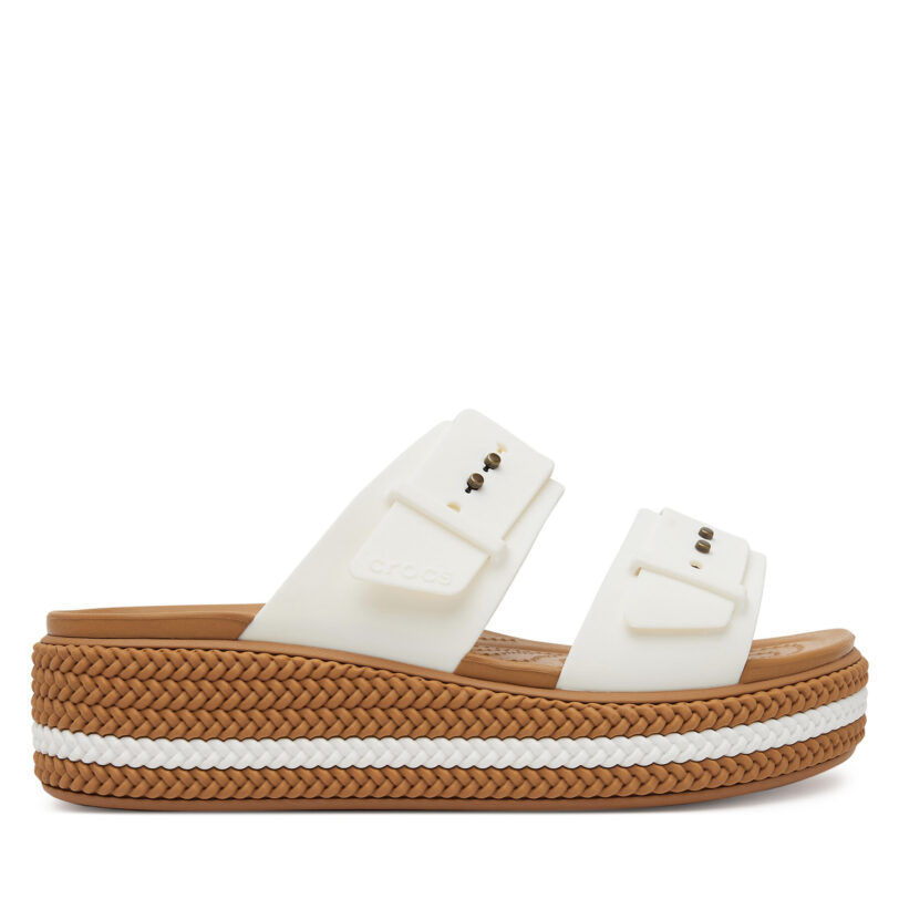 Чехли Crocs Brooklyn Woven Buckle 209978 Бял цвят на ниска цена