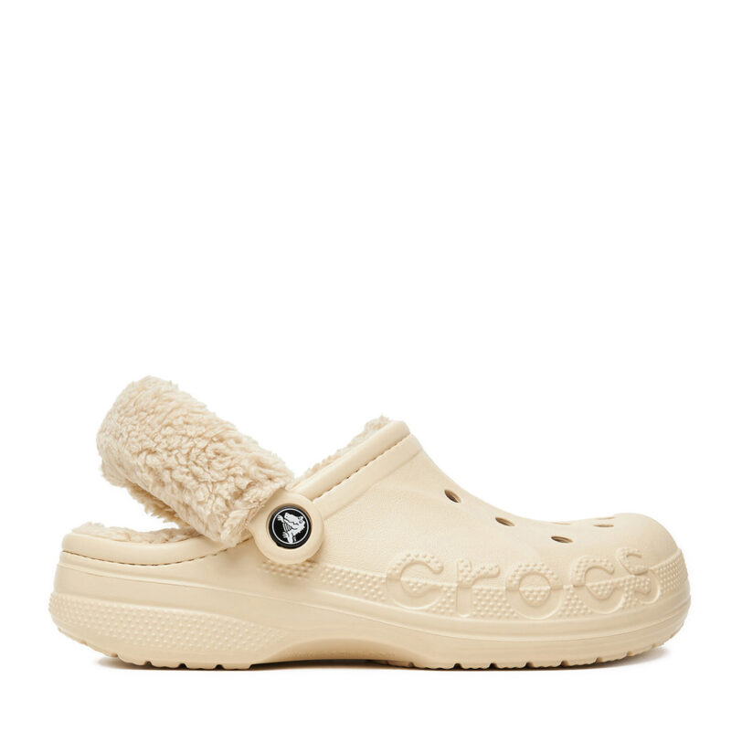 Чехли Crocs C-BAYA LINED FUZZ STRAP CLOG 206633-11S Бежов цвят на ниска цена