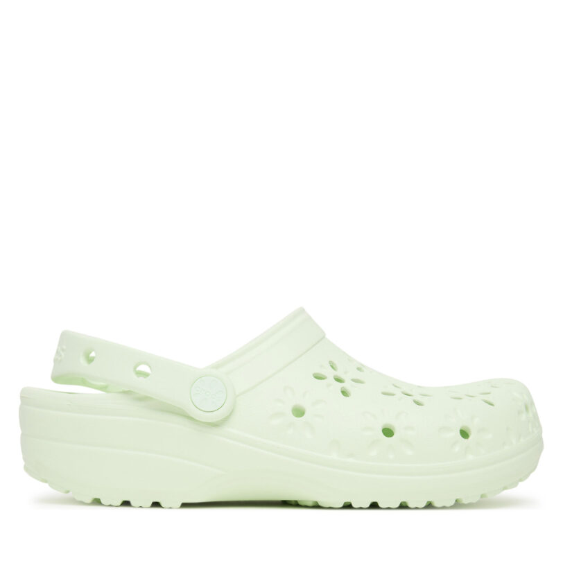 Чехли Crocs Classic Floral Cut-Out Clog 210927 Зелен цвят на ниска цена