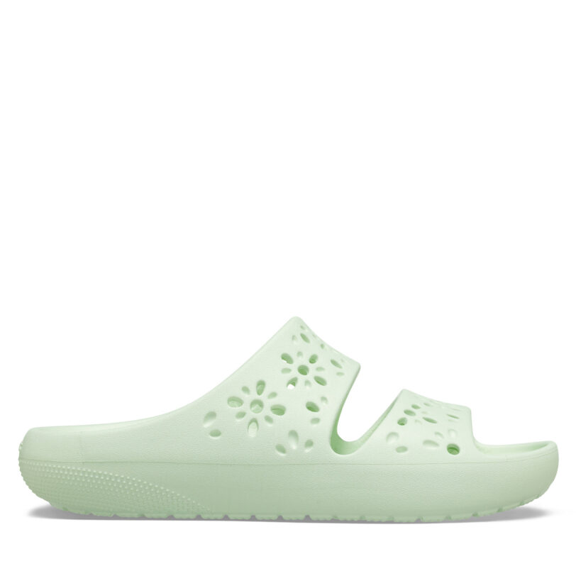 Чехли Crocs Classic Floral Cutout Sandal 210966 Зелен цвят на ниска цена