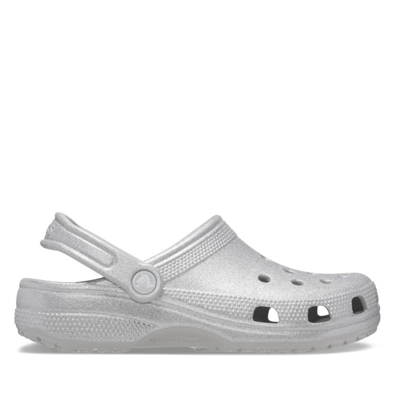 Чехли Crocs Classic Glitter Clog 205942 Сребрист цвят на ниска цена