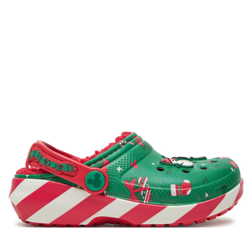 Чехли Crocs Classic Mickey Xmass Lined Clog K 210814 Зелен цвят на ниска цена