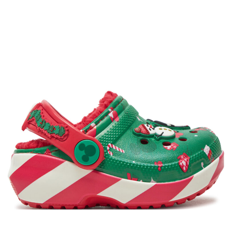 Чехли Crocs Classic Mickey Xmass Lined Clog T 210815 Зелен цвят на ниска цена