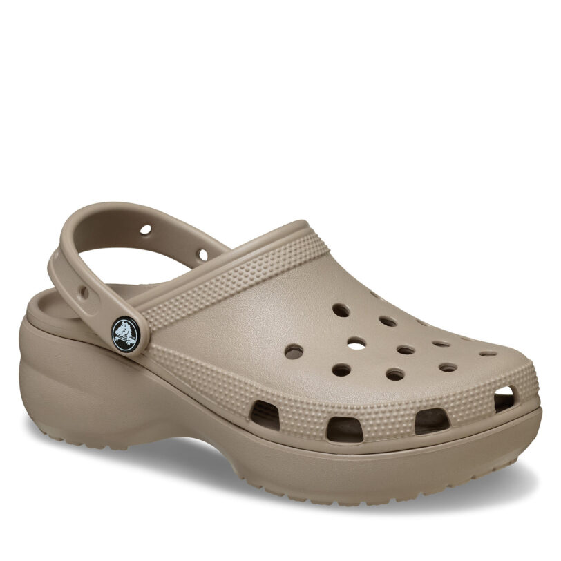 Чехли Crocs Classic Platform Clog 206750 Бежов цвят на ниска цена