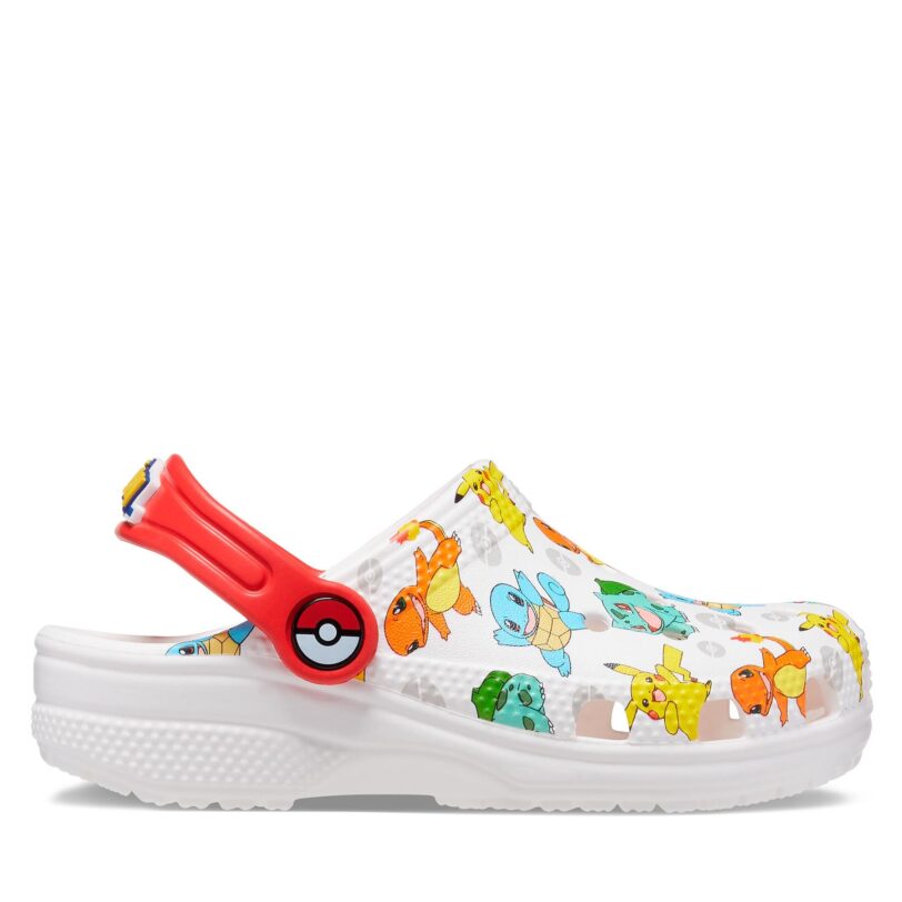 Чехли Crocs Classic Pokemon Clog Kids 207739 Бял цвят на ниска цена