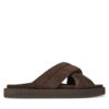 Чехли Inuikii Suede Crossed 50102-500 Кафяв цвят на ниска цена