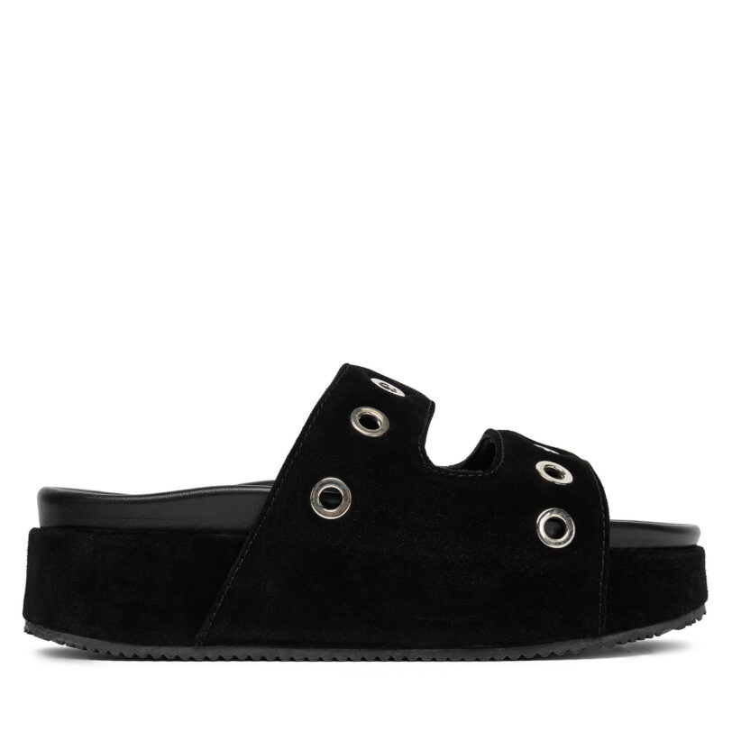 Чехли Inuikii Suede Studs 70103-153 Черен цвят на ниска цена