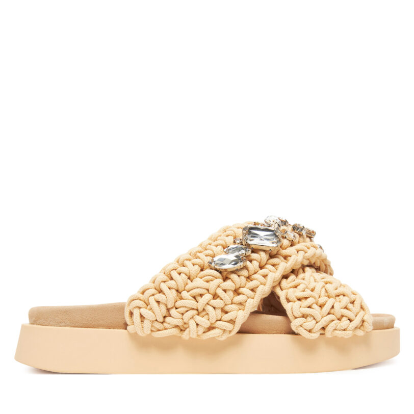 Чехли Inuikii Woven Stones 70104-106 Бежов цвят на ниска цена