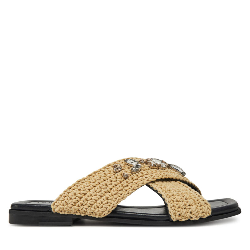 Чехли Inuikii Woven Strap Stones 70104-367 705 Бежов цвят на ниска цена