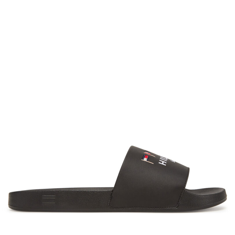 Чехли Tommy Hilfiger Flags Pool Slide FM0FM05431 Черен цвят на ниска цена