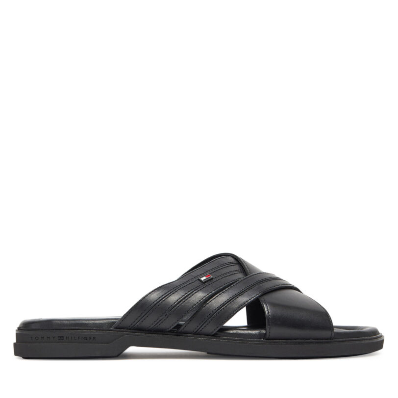 Чехли Tommy Hilfiger Premium Hilfiger Cc Lth Sandal FM0FM05504 Черен цвят на ниска цена