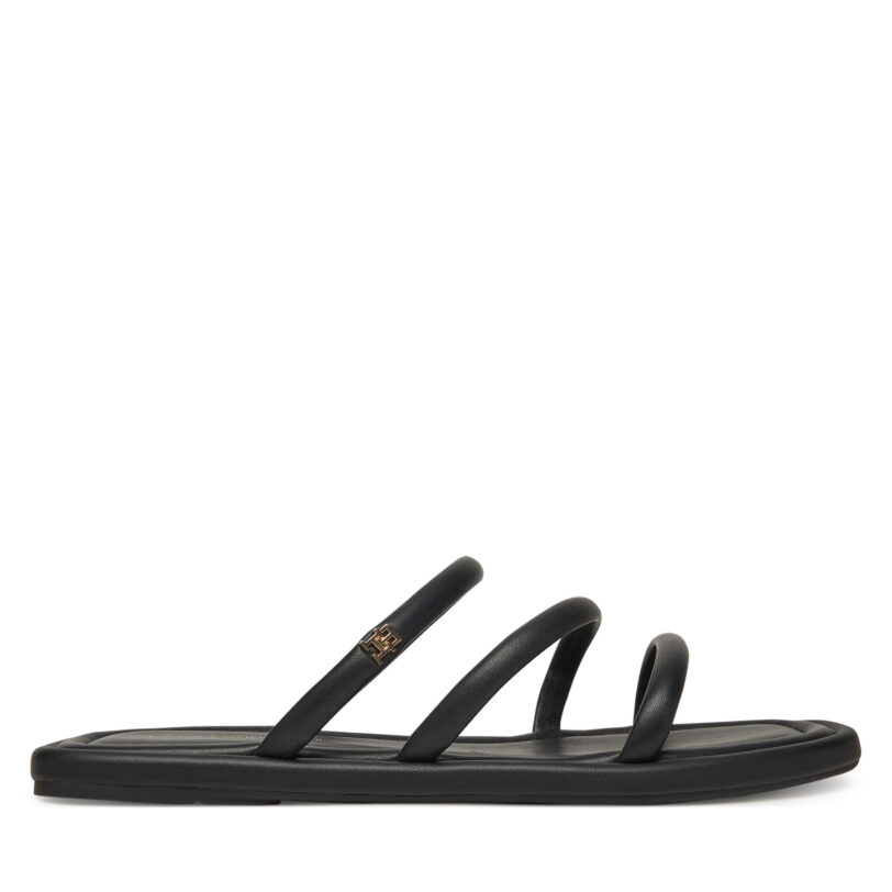 Чехли Tommy Hilfiger Strappy Leather Mule FW0FW08939 Черен цвят на ниска цена
