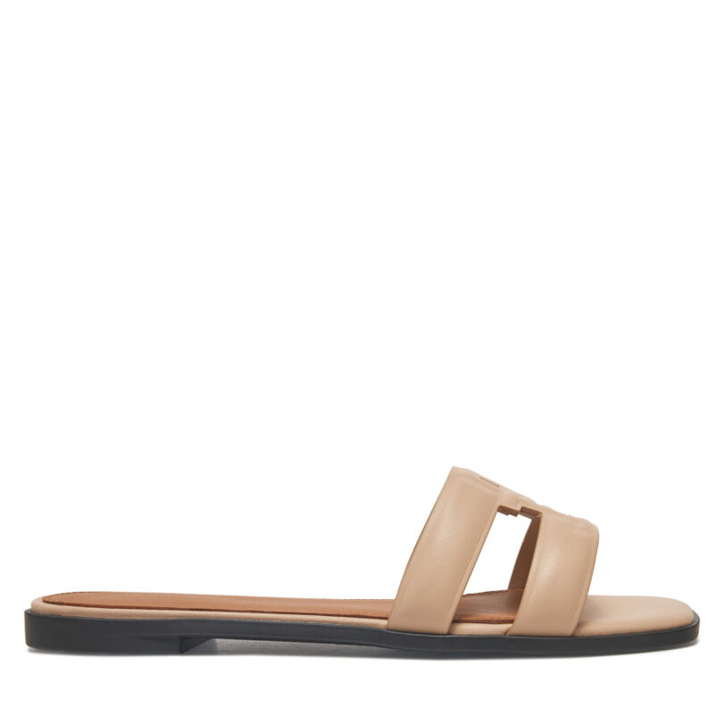 Чехли Tommy Hilfiger Th Logo Strap Mule FW0FW08671 Бежов цвят на ниска цена