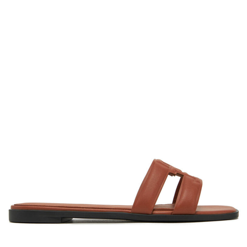 Чехли Tommy Hilfiger Th Logo Strap Mule FW0FW08671 Кафяв цвят на ниска цена