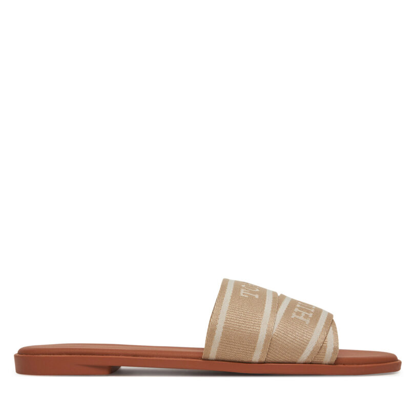 Чехли Tommy Hilfiger Webbing Mule FW0FW08421 Бежов цвят на ниска цена