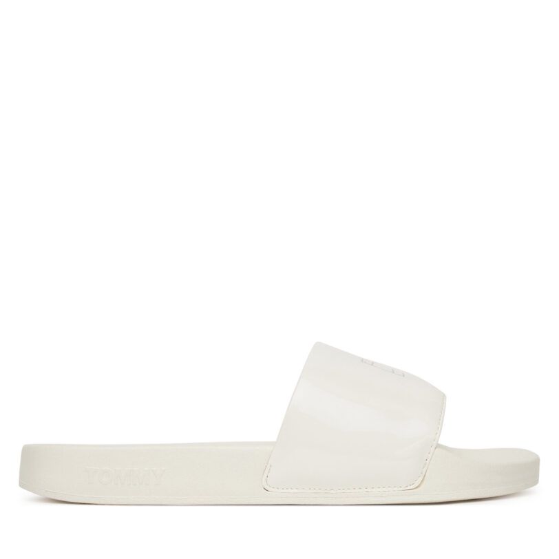 Чехли Tommy Jeans Flag Pool Slide Patent EN0EN02901 Бял цвят на ниска цена