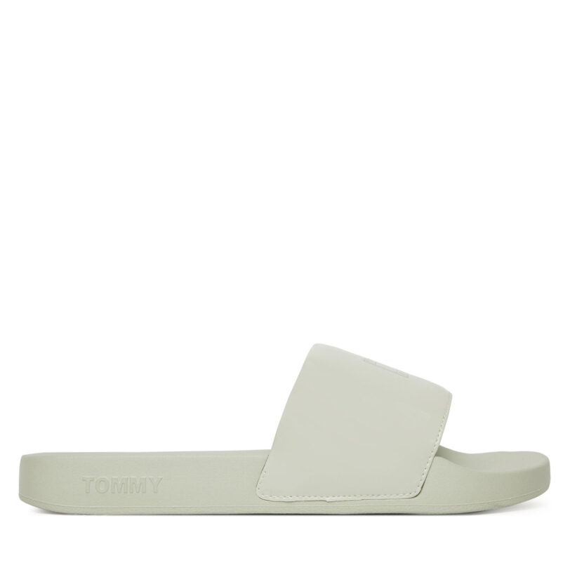 Чехли Tommy Jeans Flag Pool Slide Patent EN0EN02901 Зелен цвят на ниска цена