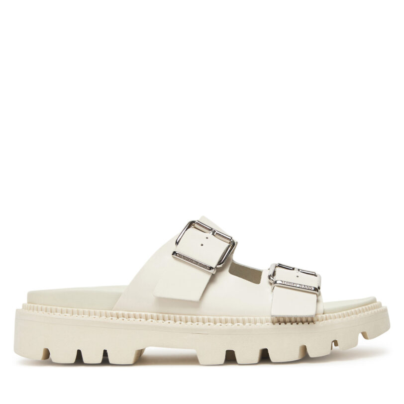 Чехли Tommy Jeans Tjw Double Strap Sandal EN0EN02753 Бял цвят на ниска цена