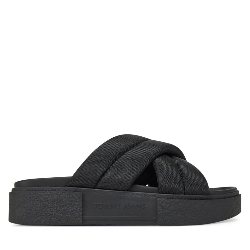 Чехли Tommy Jeans Tjw Flatform Sandal EN0EN02775 Черен цвят на ниска цена