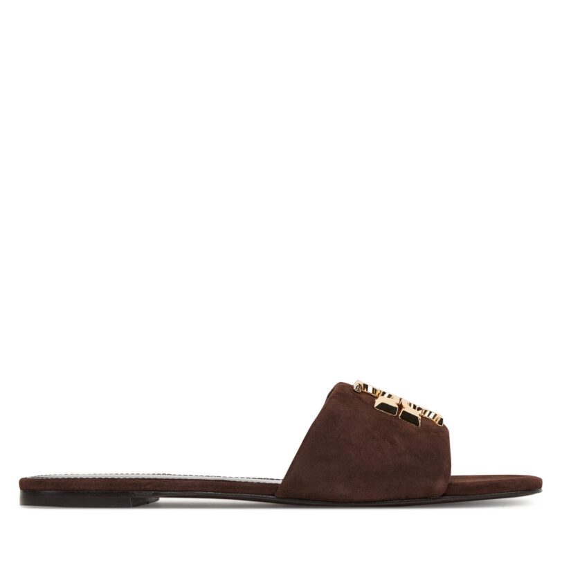 Чехли Tory Burch Eleanor Slide 174839 Кафяв цвят на ниска цена