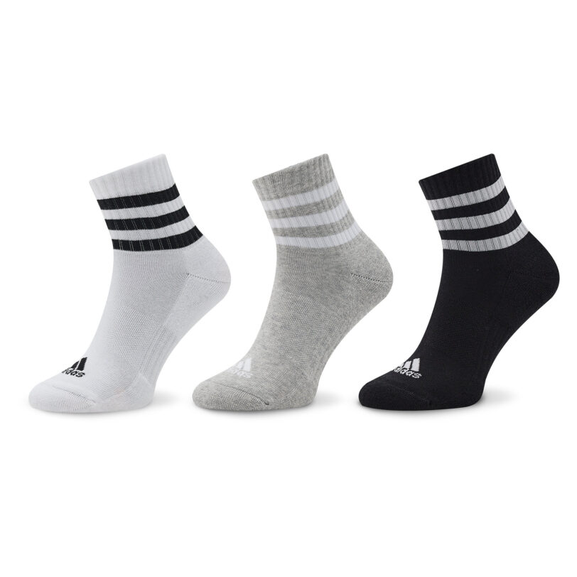 Чорапи къси унисекс adidas 3-Stripes Cushioned Sportswear Mid-Cut Socks 3 Pairs IC1318 Сив цвят на ниска цена