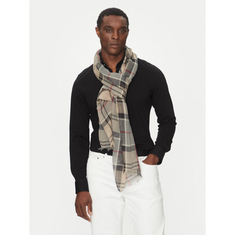 Шал Barbour Welton Tartan USC0315TN32 Бежов цвят на ниска цена