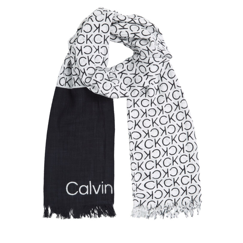Шал Calvin Klein Monogram K60K612979 Черен цвят на ниска цена