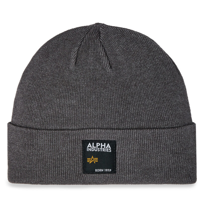 Шапка Alpha Industries Label Beanie 118934 Сив цвят на ниска цена