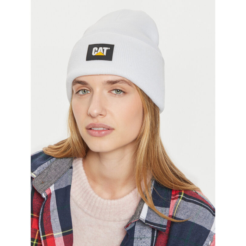 Шапка CATerpillar Label Cuff 1090026 Бял цвят на ниска цена