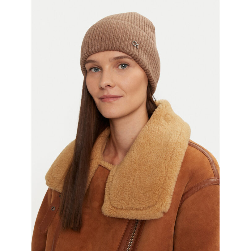 Шапка Calvin Klein Chunky K60K612873 Бежов цвят на ниска цена