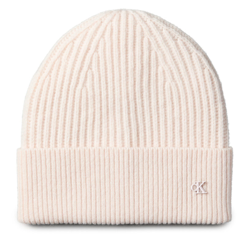 Шапка Calvin Klein Ck Metal Wool Beanie LV04D8032G Екрю цвят на ниска цена