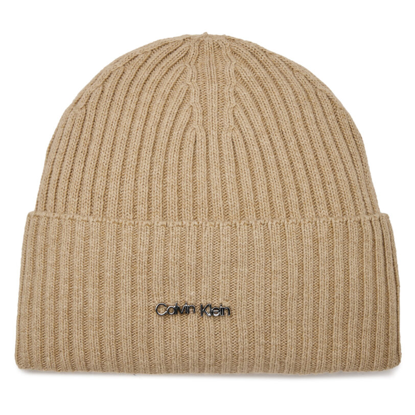 Шапка Calvin Klein Ck Must Logo Beanie K60K611401 Сив цвят на ниска цена