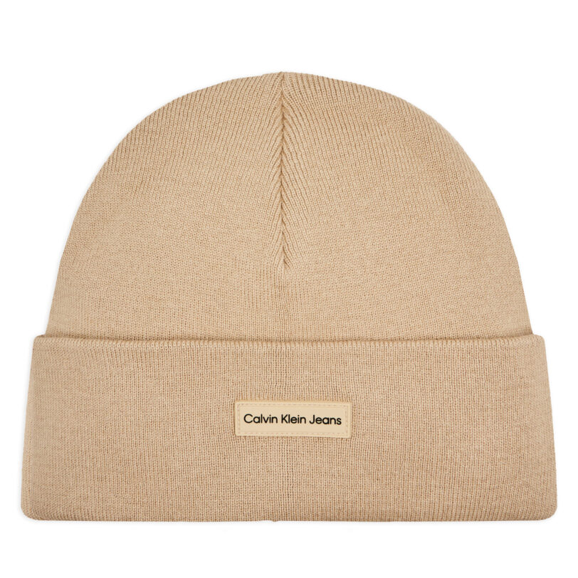 Шапка Calvin Klein Jeans Inst Patch Beanie K50K512142 Бежов цвят на ниска цена