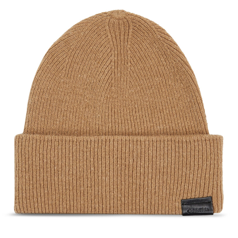 Шапка Calvin Klein Leather Patch Docker Beanie K50K510978 Зелен цвят на ниска цена