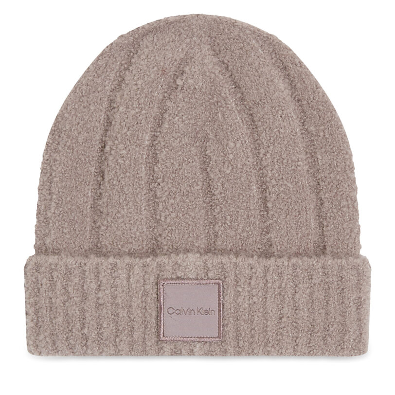 Шапка Calvin Klein Modern Patch Chunky K60K612596 Бежов цвят на ниска цена