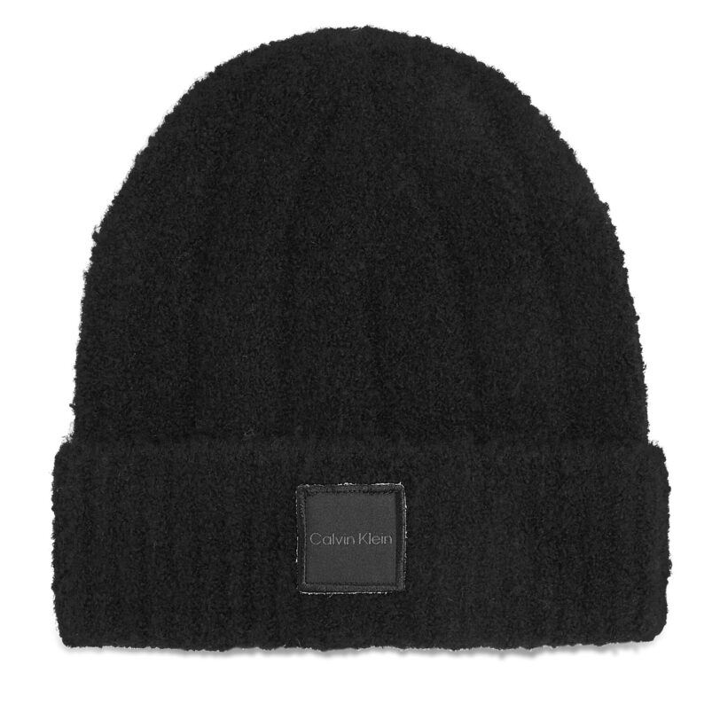 Шапка Calvin Klein Modern Patch Chunky K60K612596 Черен цвят на ниска цена