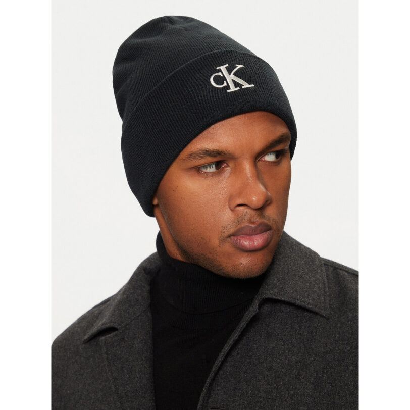 Шапка Calvin Klein Monogram Embro Beanie K50K512145 Сив цвят на ниска цена