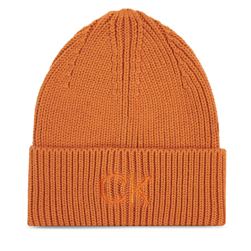 Шапка Calvin Klein Re-Lock Beanie W/Emb K60K608660 Кафяв цвят на ниска цена