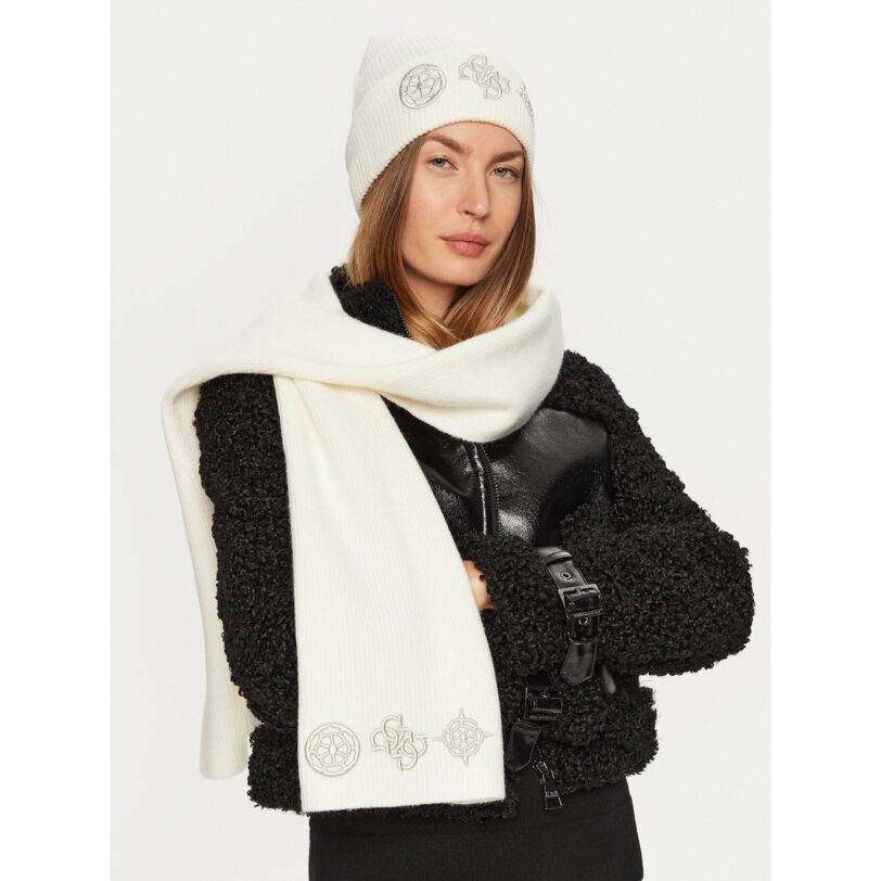 Шапка Guess AW5177 POL01 Бял цвят на ниска цена