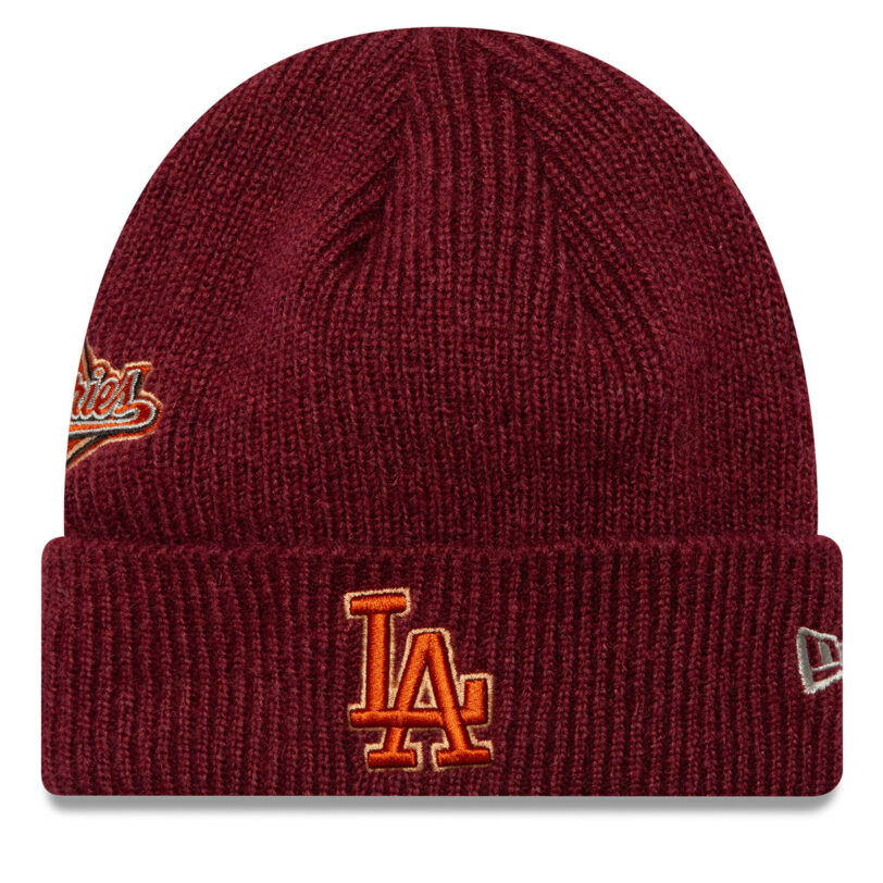 Шапка New Era LA Dodgers World Series Patch Cuff Knit Beanie 60580732 Червен цвят на ниска цена