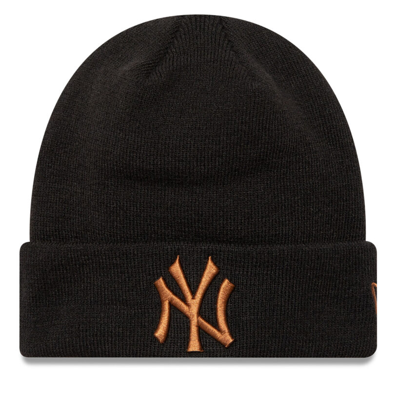 Шапка New Era New York Yankees League Essential Cuff Knit Beanie 60580722 Черен цвят на ниска цена