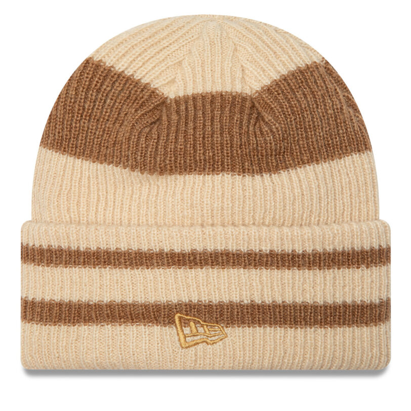 Шапка New Era Stripe Cuff Knit Beanie 60580764 Бежов цвят на ниска цена