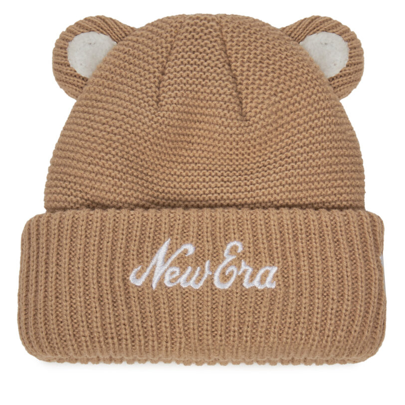 Шапка New Era Teddy Bear Ears Cuff Knit Beanie 60580794 Кафяв цвят на ниска цена
