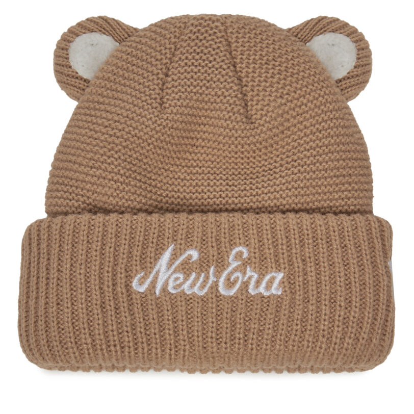 Шапка New Era Teddy Bear Ears Cuff Knit Beanie 60580864 Кафяв цвят на ниска цена