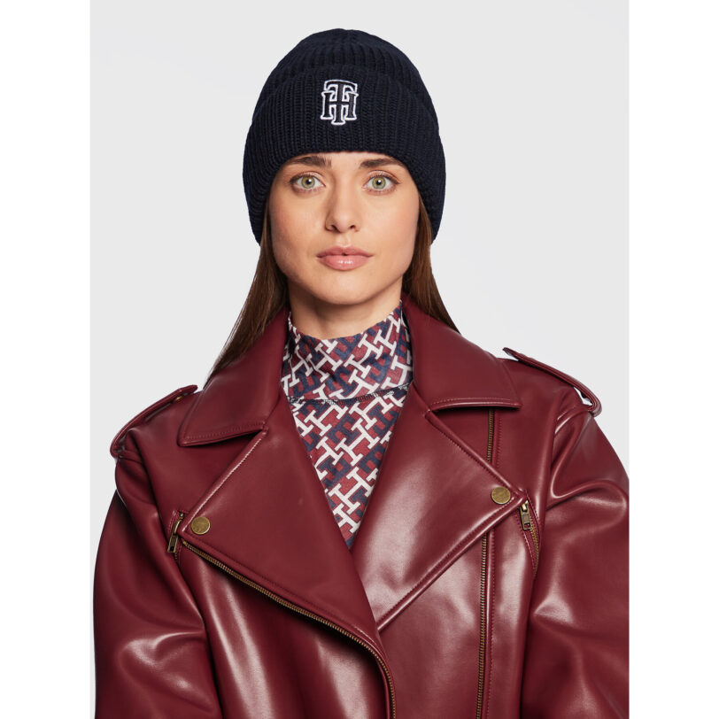 Шапка Tommy Hilfiger AW0AW14032 Тъмносин цвят на ниска цена