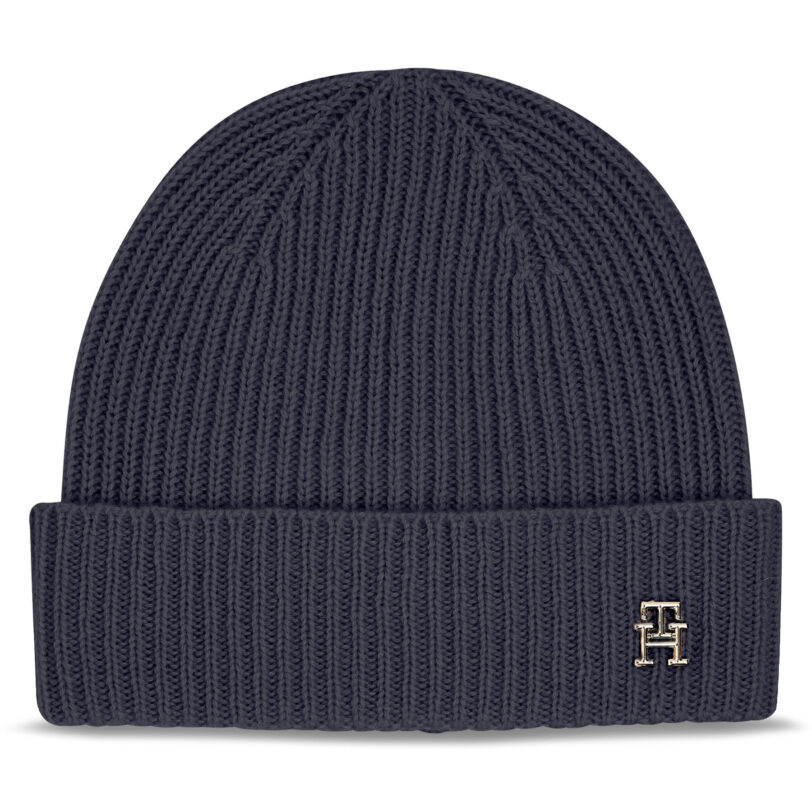 Шапка Tommy Hilfiger Cashmere Chic Beanie AW0AW15321 Тъмносин цвят на ниска цена